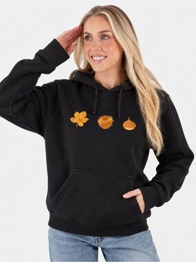 Neutral Denmark Fall Embroidered Organic Cotton Hoodie Black S Autumn